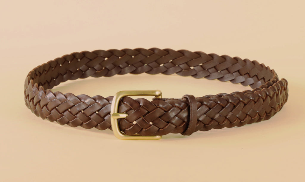 Buy Leonardi Brown Braided Leather Belt - 38 Online at Best Prices